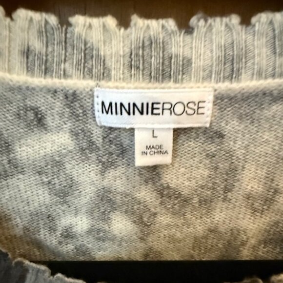 Pre-Loved Minnie Rose Distressed Grey Leopard Cashmere Sweater - Women's Large - Picture 3 of 9